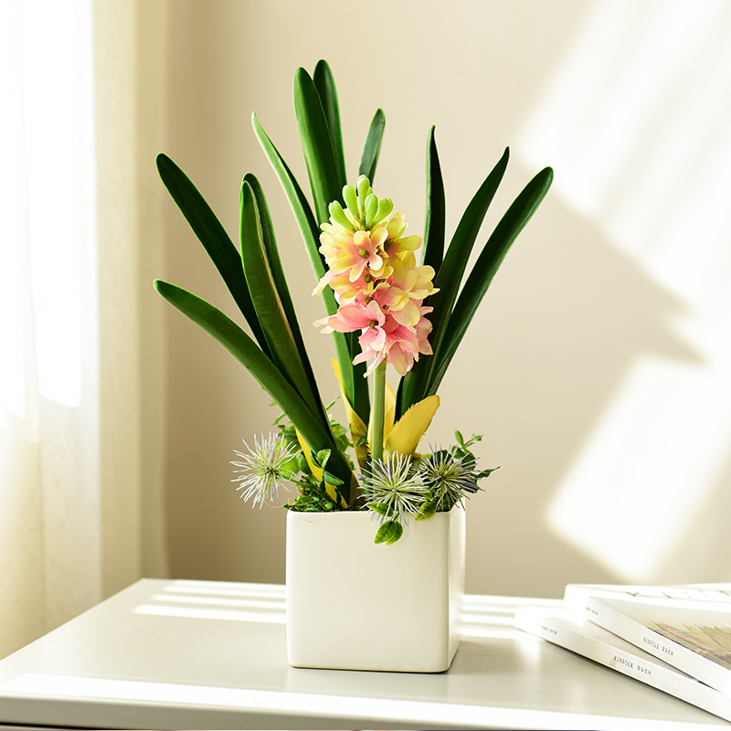 Nordic Ins Fake Flower Wind Shin Simulation Flowers Small Potted Plant Furnishing Room Living-room Decorated Flower Tea Table Flower Art Pendulum Pieces