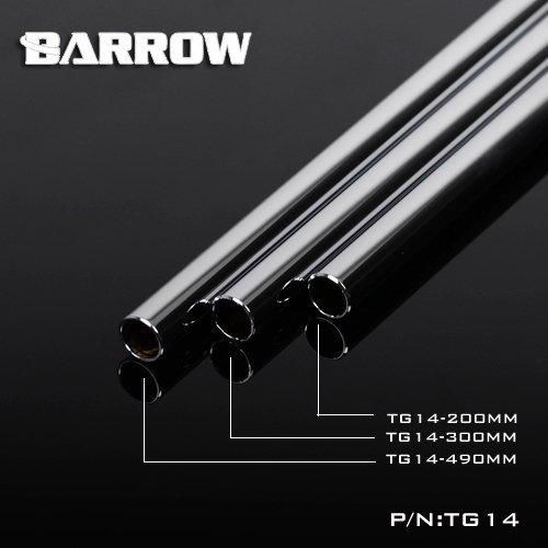 Barrow water cooling heat dissipation hard pipe 14 * 12 red copper plated chromium metal hard pipe length 200300490MM