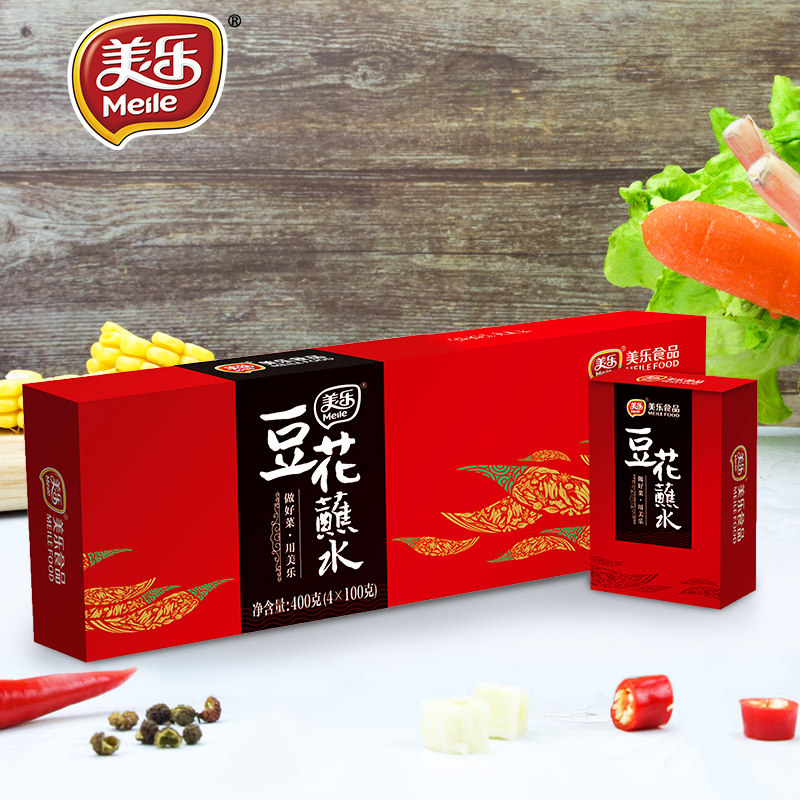 Meile bean flower dipped in water 400g Sichuan chili sauce Fushun red oil chili sauce mixed with vegetables to serve hot pot gift box dipped in sauce