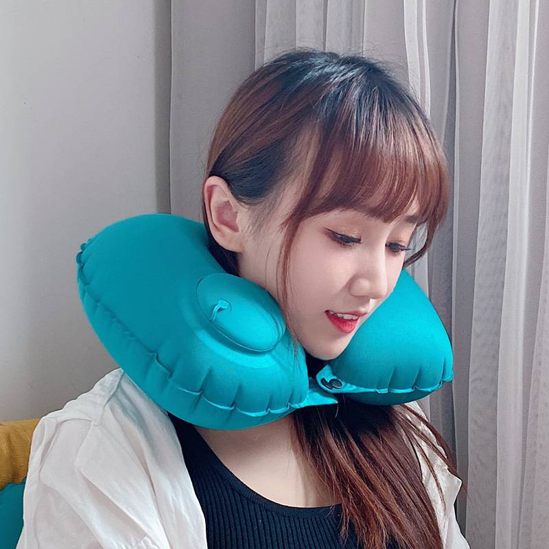 Press Inflatable U Type Pillow Travel Bedshaven aircraft Nap Air Blow Travel Pillow U Shape Pillows Cervical Spine Neck