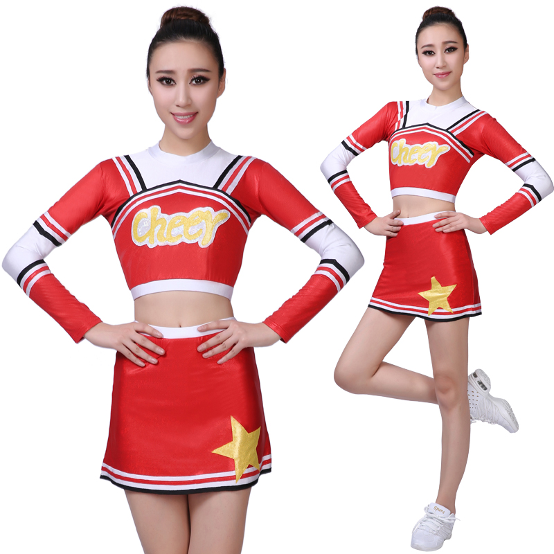 New student cheerleading clothing Red bodybuilding Costume Campus Games Cheerleader Dress Custom