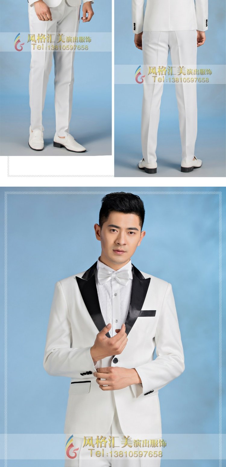 Bộ đồ mới màu trắng phù hợp với nam trưởng thành bộ vest nam trẻ trung