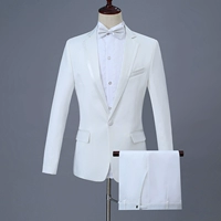Mới hợp xướng hiệu suất trang phục trắng người đàn ông phù hợp với thiết lập giai đoạn gói nam chủ dẫn dây đoàn hợp xướng quần áo thể thao nam