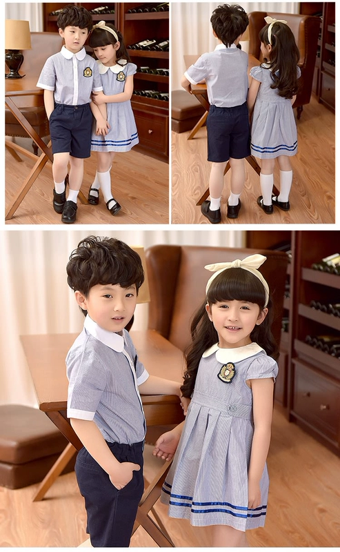 Đồng phục váy phù hợp với nam và nữ quần áo trẻ em Gió mùa tốt nghiệp quần áo mùa hè quần áo mẫu giáo phục vụ lớp một - Đồng phục trường học / tùy chỉnh thực hiện áo thun đồng phục đẹp cho bé