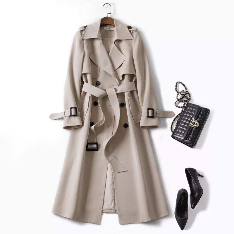 Длинный осенний trench coat, до середины икр, коллекция 2021, корейский стиль, плюс размер, для подростков, британский стиль