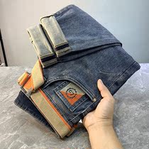 Light Blue Jeans Mens Summer New Embroidery Loose Casual Long Pants Man Thin 2022 Shots slim fit pants