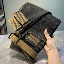 Gutian Zhiya Microcross Harun Pants Male Tide Cards Jeans Mens Fall Long Pants Korean Version Trendy small footed pants