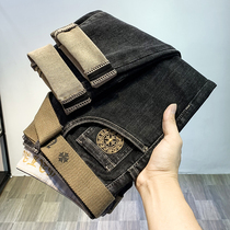 Autumn and winter jeans Mens 2022 Fall new Ins Chains Korean version high-end elastic mens small foot pants men