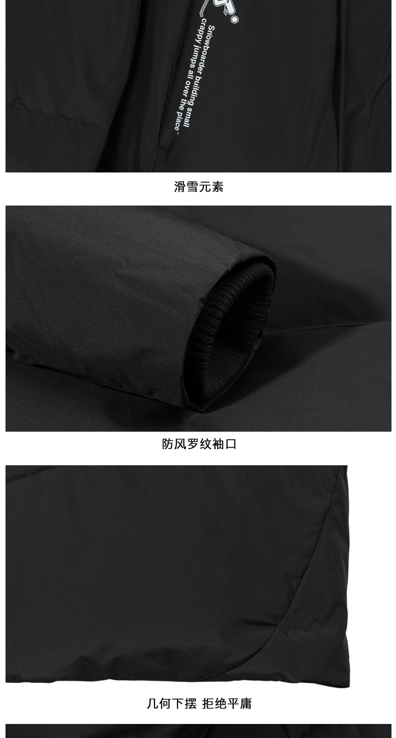 马克华菲 男士加厚中长款 连帽印花羽绒服 图10
