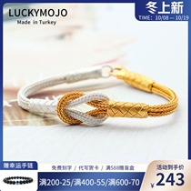 Turkey imported Golden retro bracelet sterling silver jewelry mens tide foot silver hand rope female Hundreds of couples good things