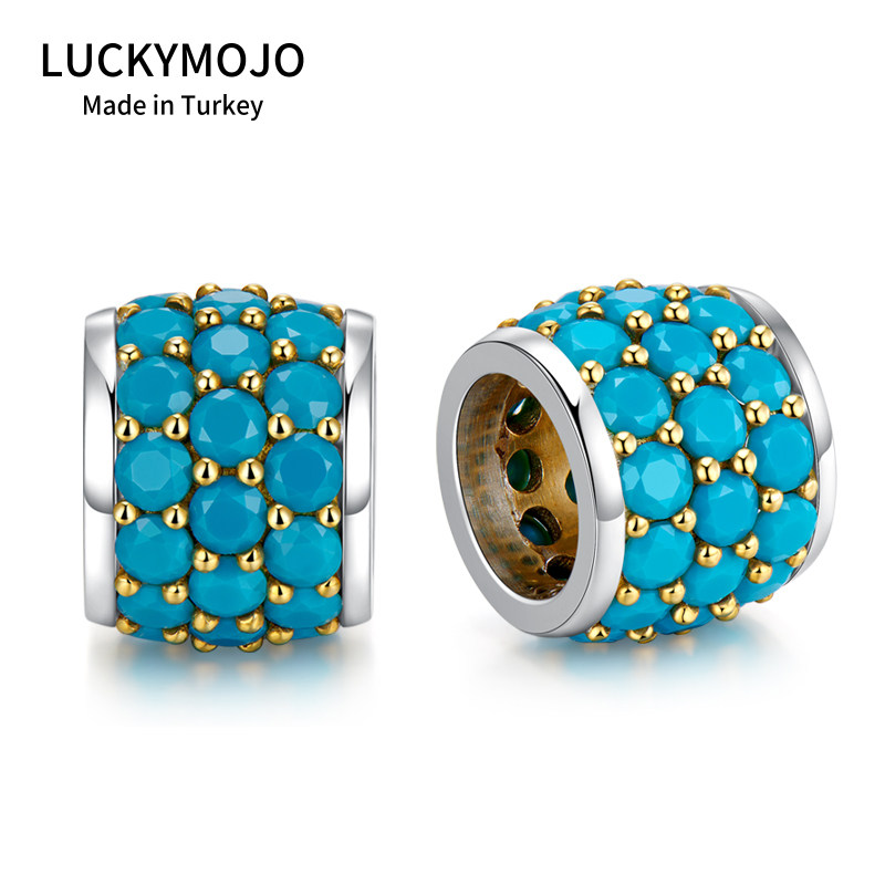 Turquoise pure silver transfer pearl imported small pure silver hand-diy accessories string of scattered bead silver pendant