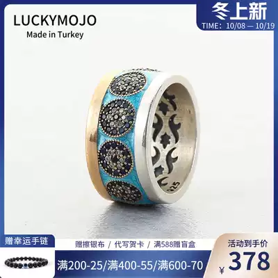 Sterling silver ring female Turkish eye blue eye enamel wide version ring male niche retro silver hand ornaments to give girlfriend