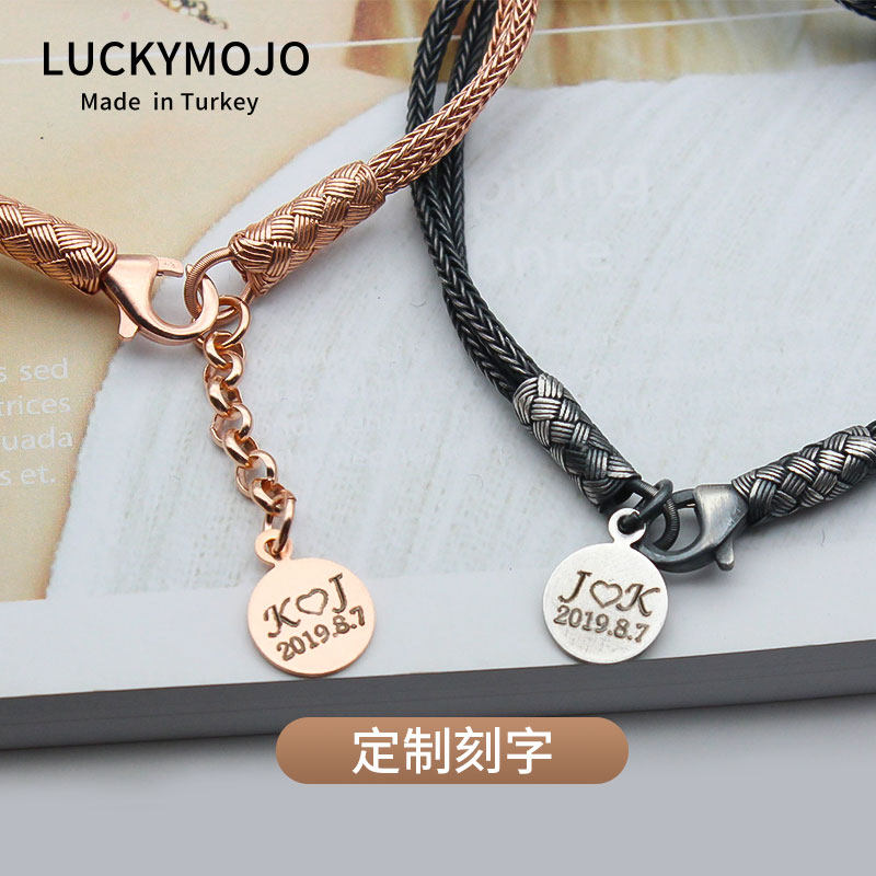 (Custom lettering) Turkey S925 sterling silver tag engraved with Ottoman Empire monogram pendant hand accessories