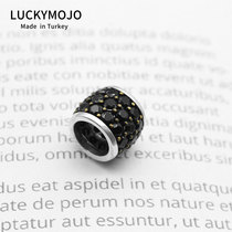 S925 sterling silver pendant mens tide Turkey black sharp Crystal transfer bead pendant bracelet accessories girl silver pendant