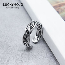 Turkey imported sterling silver ring male European and American retro opening food finger ring female