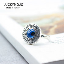 Sterling silver ring female niche design Turkish eyes blue eyes fashion pattern exaggerated food finger ring foot silver ring