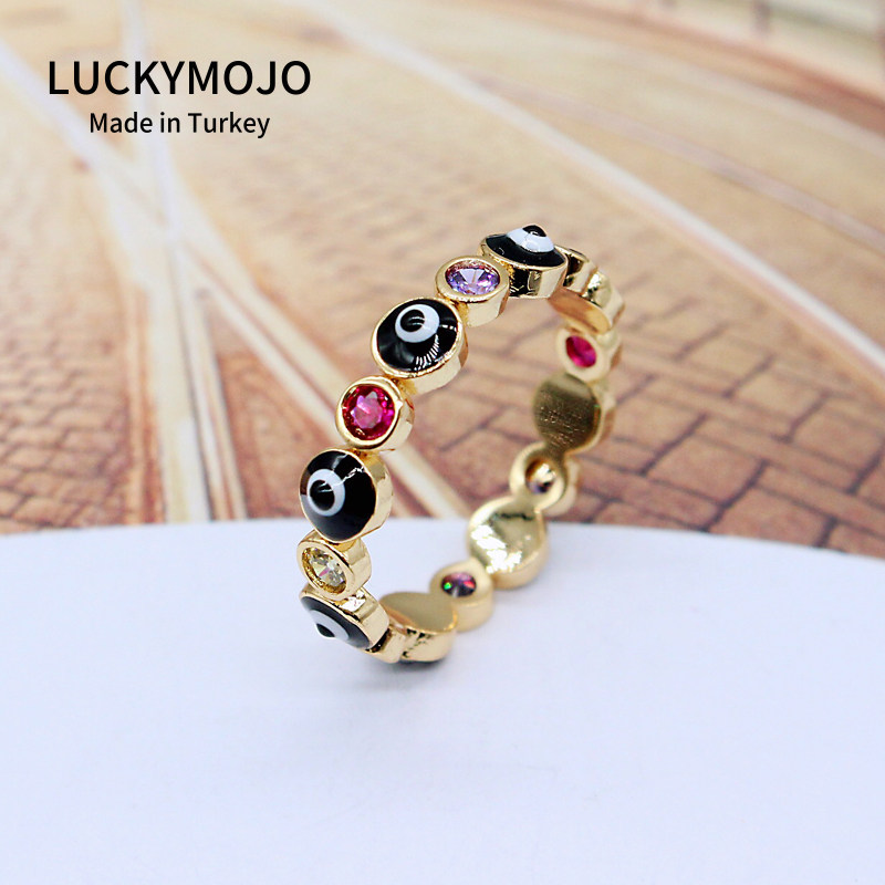 Turkey Eye imports blue eyes ring female index finger ring male ornament Ins devil's eye small finger tail ring