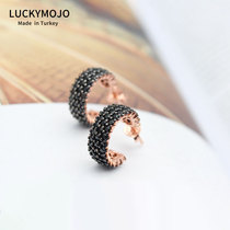 Sterling silver earrings female fashion rose gold black spikes 2021 New retro earrings cold wind earrings