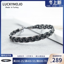 Sterling Silver Bracelet Mens woven hand rope retro light luxury couple pair silver handpiece niche good hip hop bracelet