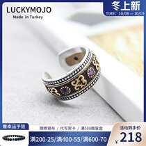S925 sterling silver ring female ins temperament open ring male tide hip hop food finger ring retro