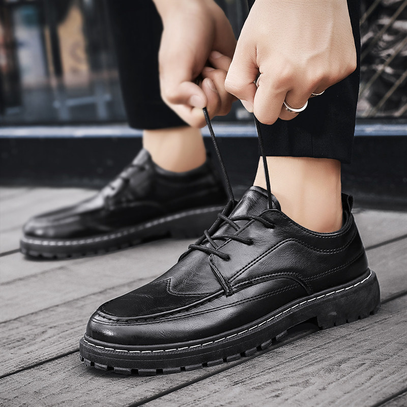 Men's shoes 2022 new black business dress casual shoes groom married the British tide shoes summer trend