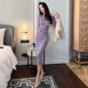 Hip-packed tight-fitting dress, mid-length knitted high-neck, all-match, slim-fitting sweater, bottoming skirt, spring wear