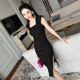 Stunning Hepburn Dress Women's Summer Slim Fit Slim Temperament Sleeveless Flying Sleeve Sling Dress Square Collar Open Back