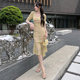 French floral chiffon slim fishtail dress summer women's fashion waist slim temperament fishtail skirt long skirt