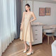 French niche broadband suspender dress champagne color square neck temperament waist chic design skirt female summer