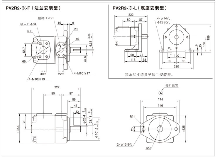 Bơm dầu thủy lực YUKEN Bơm cánh gạt định lượng PV2R3 Đài Loan PV2R2-26/33/41/47/53/59-FR bơm điện thuỷ lực bơm nhông thủy lực