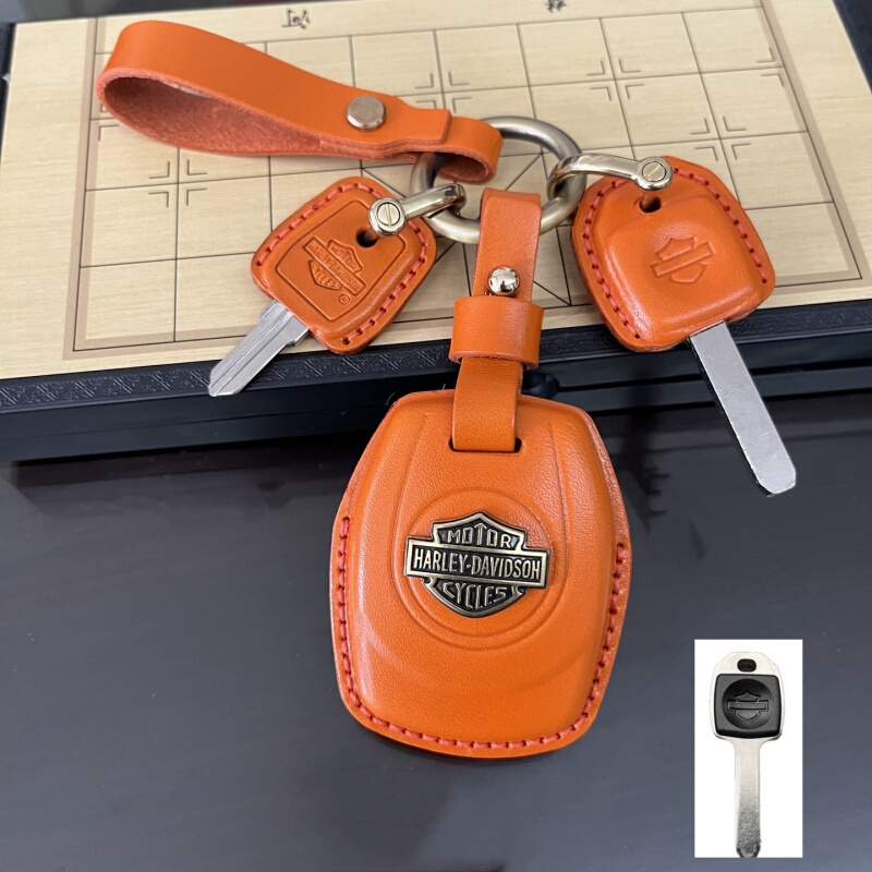 Suitable for the New Harley Breakout 117 Streetfighter Retro Key Cover, Genuine Leather Key Protective Case with Chain, Thickened