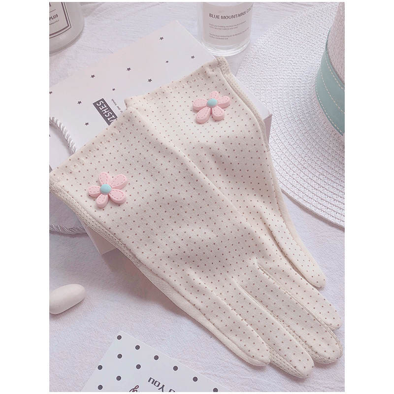 Sun protection gloves female thin section Elegant Wind Short Spring Autumn Cotton touch screen Elastic Driving Trams Anti-UV Summer-Taobao