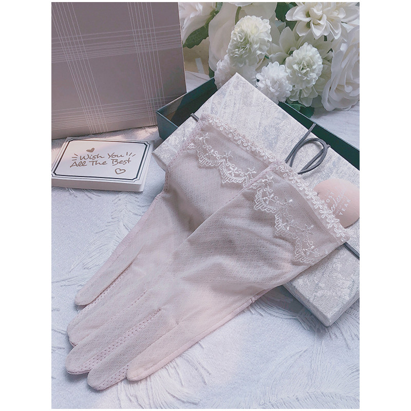 Sunscreen Gloves Women Summer Spring Autumn Season Short anti slip stickers with touch screen elastic drive cyclists thin ice silk-Taobao