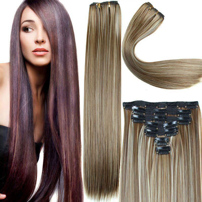 7 Pieces of a set of 16 card hair extension pieche long strai