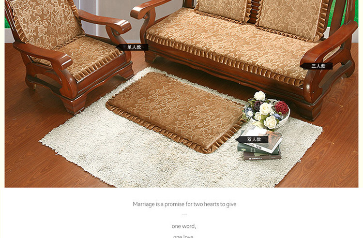 Đỏ gỗ rắn sofa đệm mùa hè bằng gỗ kết hợp đệm liên bang băng ghế dự bị ghế ba chỗ ngồi đệm non-slip bốn mùa phổ