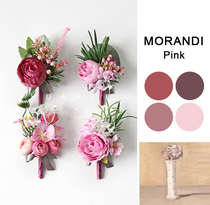 HUAHAI Morandi color corsage wrist flower bride sister simulation flower wedding photography props powder