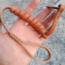 Handmade cowhide keychain leather pure copper keychain Head layer leather keychain Handbag lanyard safety rope