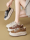 Thick-Soled Sneakers for Women, Genuine Leather, 2026 New Spring and Autumn Models, Round-Toe Platform Shoes, Soft-Soled Casual Height-Increasing Shoes