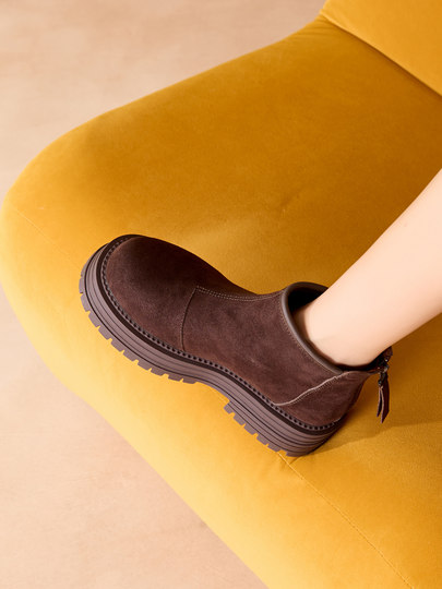 Mid-heeled Martin boots for women 2025 autumn and winter retro frosted thick-soled Chelsea boots and ankle boots single boots classic short boots