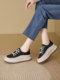Thick-Soled Sneakers for Women, Genuine Leather, 2026 New Spring and Autumn Models, Round-Toe Platform Shoes, Soft-Soled Casual Height-Increasing Shoes