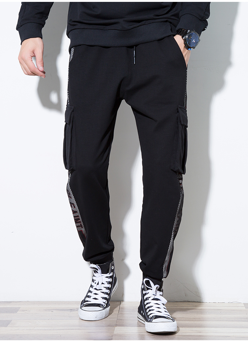 Quần nhung thể thao cộng với quần yếm nam mùa đông hip hop chân quần nam cộng với phân bón để tăng kích thước lớn quần thường lỏng lẻo quần sooc