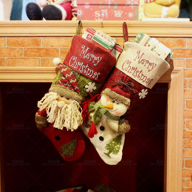 High-end large-scale children Christmas decoration stereo Christmas sockgift bag old snowman small gift candy bag