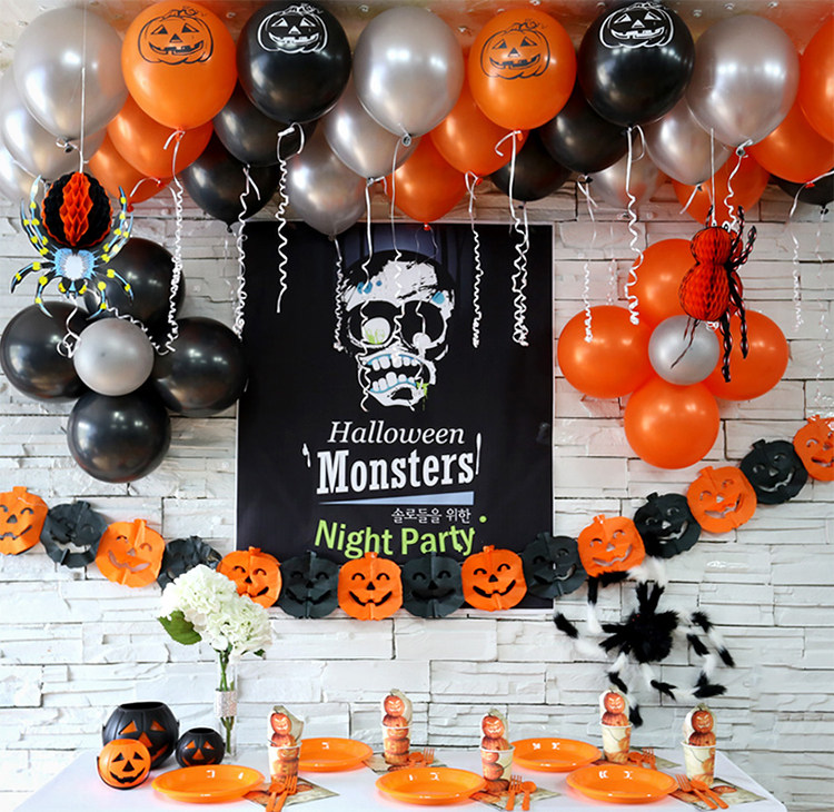 2021 Halloween Ornament Latex Letter Balloon Kindergarten Adornment Pumpkin Pendant Scene Arrangement Props
