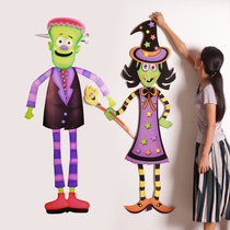 Halloween door hanging decoration witch paper pendant bar mall ktv spring telescopic paper hanging props