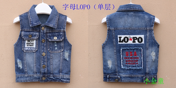 2018 mùa hè phần mỏng trẻ em denim vest cậu bé quần áo trẻ em lớn giữa bé vest vest phim hoạt hình denim vest