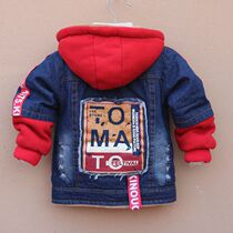 Childrens denim jacket autumn and winter new sweater baby clothing denim fleece boys thickened girls denim fleece