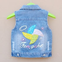 Childrens Denim Vest Spring and Autumn Girls Vest Boy Baby Vest Jacket Large Medium and Small Childrens Vest Thin Vest