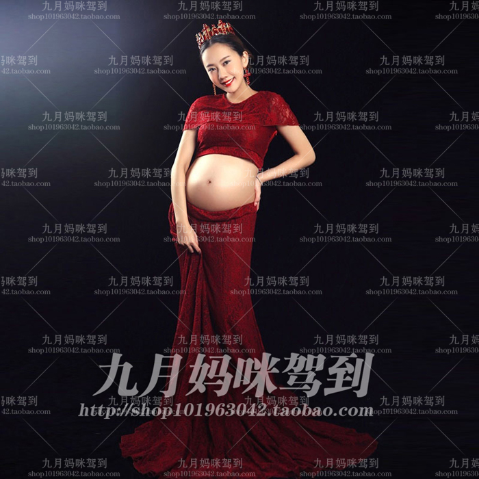 39- Cho thuê phụ nữ mang thai ảnh chụp ảnh quần áo chụp ảnh mẹ studio quần áo bà bầu đầm bầu dài tay
