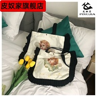 New large-capacity literary handbag, cute and versatile bag, shoulder canvas bag, Japanese college style ladies bag