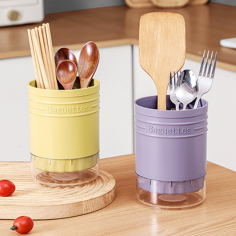 Kitchen Chopstick Cylinder Home Discharge Cutlery Chopsticks Spoon Containing Box Double Drain chopstick cage Chopstick Cage Chopstick Basket-Taobao